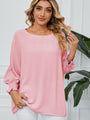 Monica Smocked Lantern Sleeve Round Neck Blouse