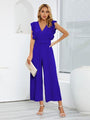 Victalie Ruffled Surplice Cap Sleeve Jumpsuits