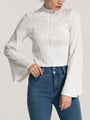 Ino Mock Neck Flare Sleeve Blouse