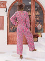 Violeta Printed Ruffled V-Neck Balloon Sleeve Jumpsuits