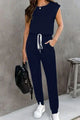 Daylin Drawstring Round Neck Sleeveless Jumpsuits
