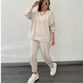 Sara Women's casual round neck pullover Two Pieces Sets