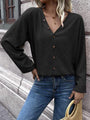 Esther Button Up V-Neck Long Sleeve Shirt