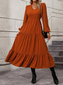 Abigail V-Neck Long Sleeve Tiered Sexy Dress - Vestir en Moda