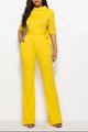 Sesarina Mock Neck Tie-Waist Half Sleeve Jumpsuits