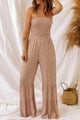 Fior Floral Spaghetti Strap Smocked Wide Leg Jumpsuits