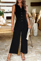 Margarita Pocketed Half Button Sleeveless Jumpsuits