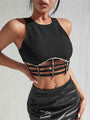 Rosanna Rhinestone Decor Crop Top