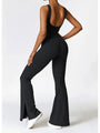 Saralen Wide Strap Bootcut Slit Active Jumpsuits