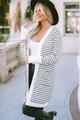 Aisha Striped Open Front Longline Solid Cardigan - Vestir en Moda