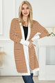 Aisha Striped Open Front Longline Solid Cardigan - Vestir en Moda