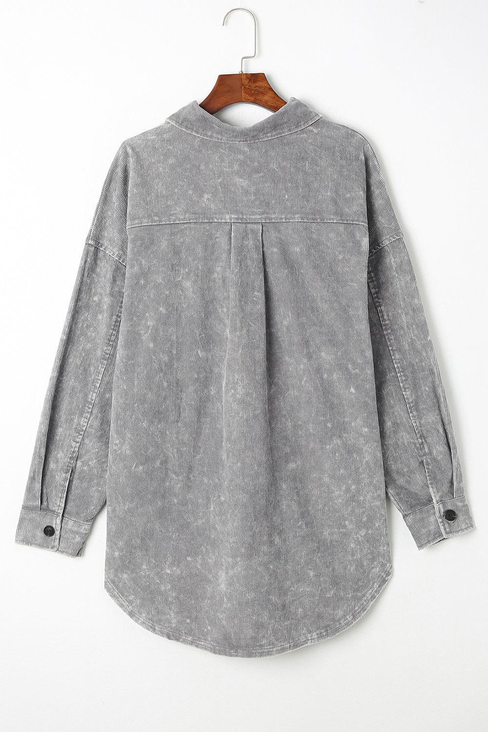 Alessandra Washed Button Down Dropped Shoulder Jacket - Vestir en Moda