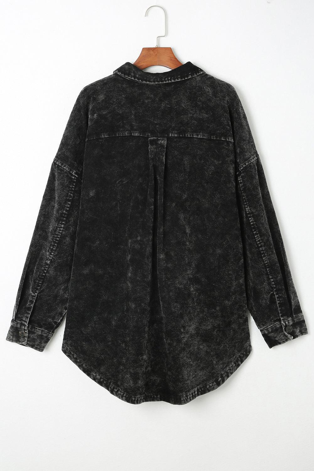 Alessandra Washed Button Down Dropped Shoulder Jacket - Vestir en Moda