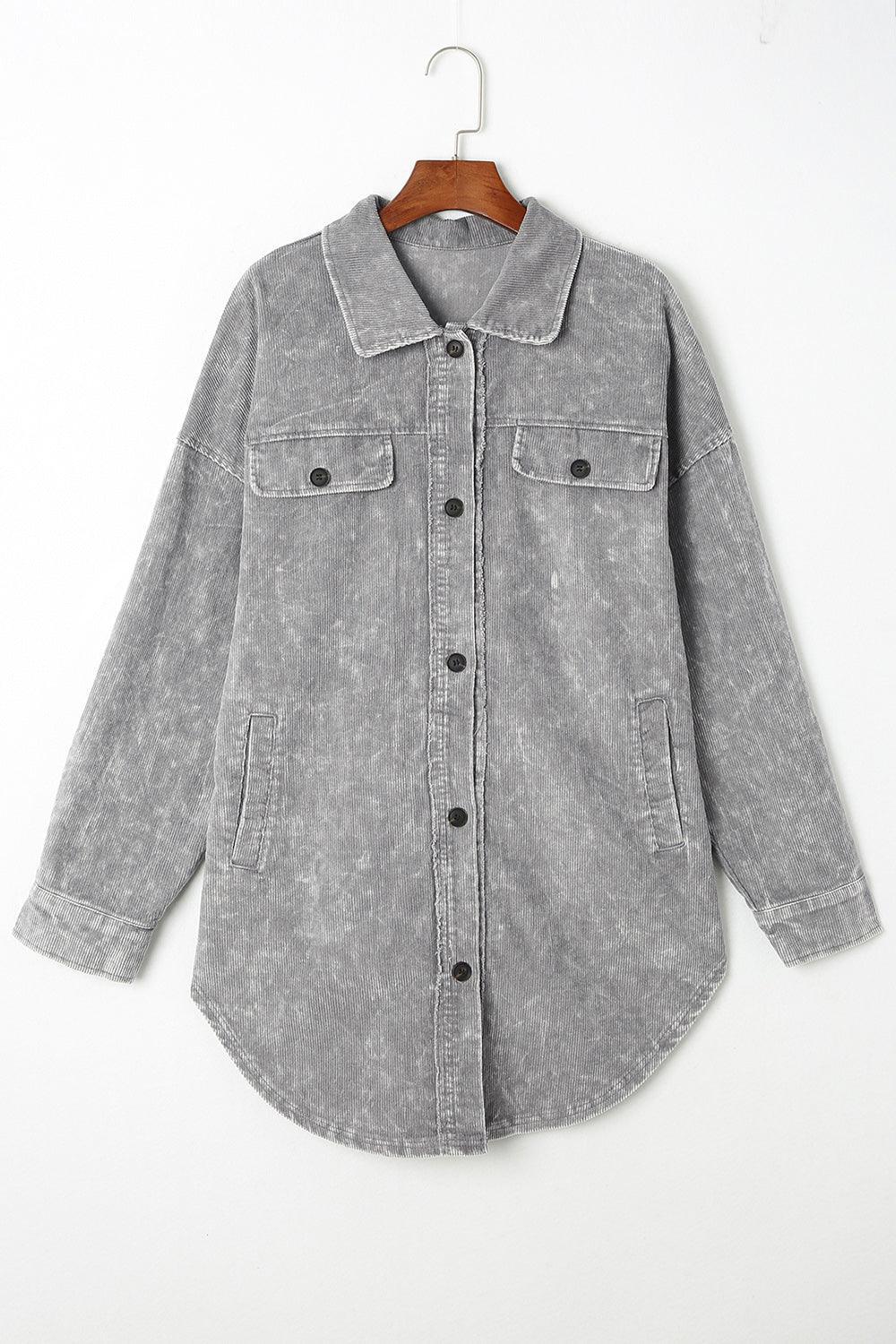 Alessandra Washed Button Down Dropped Shoulder Jacket - Vestir en Moda
