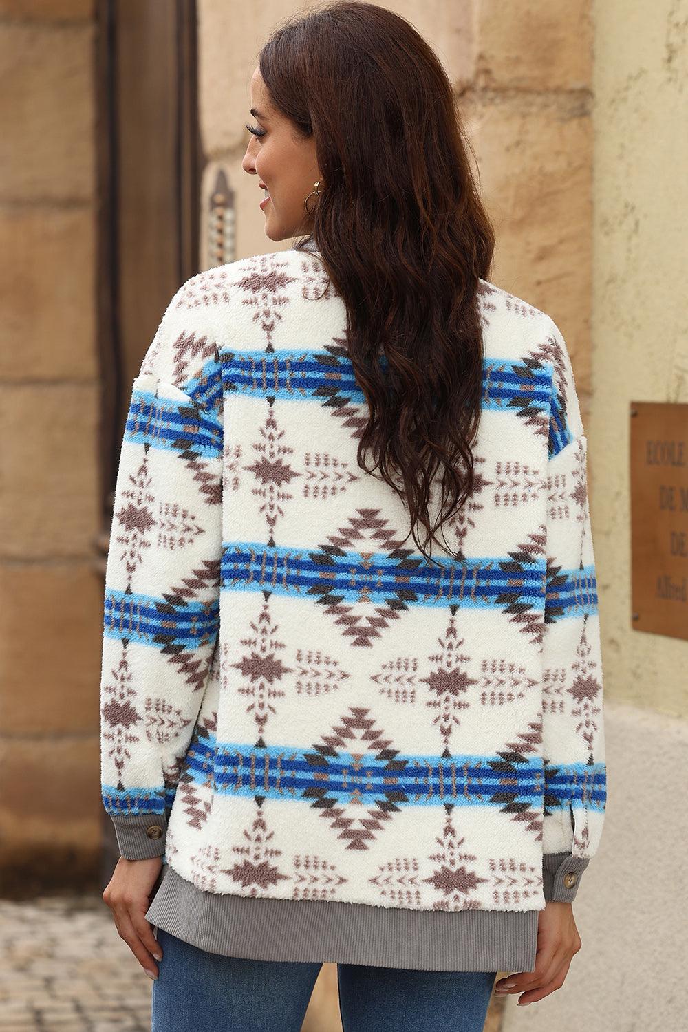 Alexandria Geometric Button Down Collared Jacket - Vestir en Moda