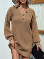 Aliannie Buttoned V-Neck Sweater Elegant Dress - Vestir en Moda