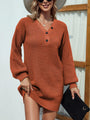 Aliannie Buttoned V-Neck Sweater Elegant Dress - Vestir en Moda