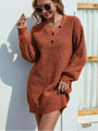 Aliannie Buttoned V-Neck Sweater Elegant Dress - Vestir en Moda