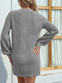Aliannie Buttoned V-Neck Sweater Elegant Dress - Vestir en Moda