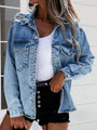 Alicia Distressed Snap Down Jeans Buttoned Jacket - Vestir en Moda