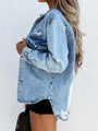 Alicia Distressed Snap Down Jeans Buttoned Jacket - Vestir en Moda