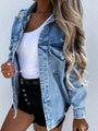 Alicia Distressed Snap Down Jeans Buttoned Jacket - Vestir en Moda
