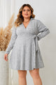 Aliyah Plus Size Collared Neck Long Sleeve Tied Sexy Dress - Vestir en Moda