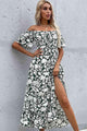 Amber Floral Slit Off-Shoulder Midi Dress - Vestir en Moda