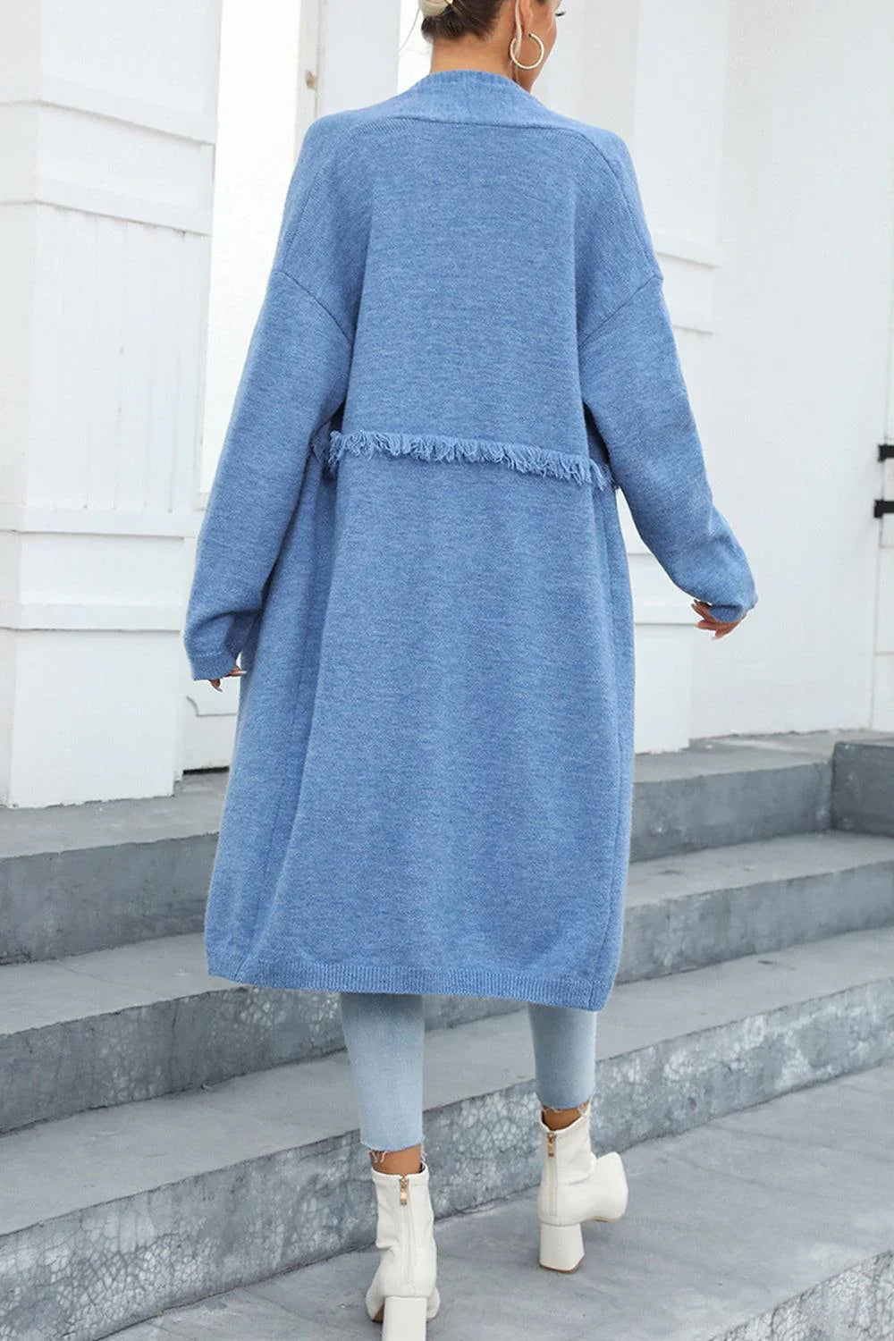 Anastasia Classy Fringe Open Front Pocketed Cardigan - Vestir en Moda