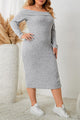 Angela Plus Size Square Neck Long Sleeve Slit Dress - Vestir en Moda