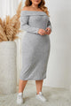 Angela Plus Size Square Neck Long Sleeve Slit Dress - Vestir en Moda
