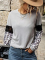 April Leopard Print Long Sleeved Contrast Color Knitted Sweater - Vestir en Moda