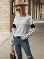 April Leopard Print Long Sleeved Contrast Color Knitted Sweater - Vestir en Moda