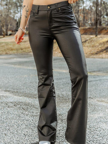 Ariella Pocketed Opaque No Stretch Buttoned Long Pants