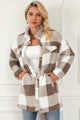 Astrid Plaid Button Down Coat with Pockets Jacket - Vestir en Moda
