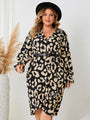 Avianna Plus Size Leopard Surplice Neck Flounce Sleeve Dress - Vestir en Moda
