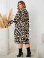 Avianna Plus Size Leopard Surplice Neck Flounce Sleeve Dress - Vestir en Moda