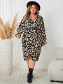 Avianna Plus Size Leopard Surplice Neck Flounce Sleeve Dress - Vestir en Moda