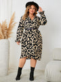 Avianna Plus Size Leopard Surplice Neck Flounce Sleeve Dress - Vestir en Moda