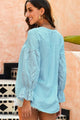 Yailin Crochet Flounce Sleeve Button Up Blouse