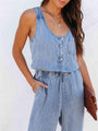 Vanessa Drawstring Waist Sleeveless Jumpsuits