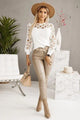 Iris Hollowed Floral Lace Spliced Long Sleeve Blouse