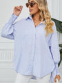 Teresa Striped Button Up Smocked Long Sleeve Shirt