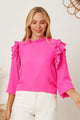 April Frill Ruffled Three-Quarter Sleeve Blouse
