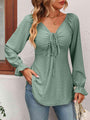 Hinata Tie Front V-Neck Puff Sleeve Blouse