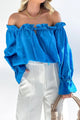 Ana Drawstring Off-Shoulder Flounce Sleeve Blouse