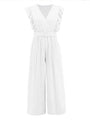 Victalie Ruffled Surplice Cap Sleeve Jumpsuits