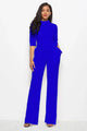 Sesarina Mock Neck Tie-Waist Half Sleeve Jumpsuits