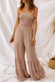 Fior Floral Spaghetti Strap Smocked Wide Leg Jumpsuits