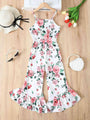 Viki Floral Spaghetti Strap Flare Leg Jumpsuits